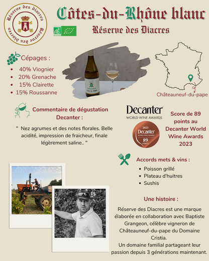 Réserve Des Diacres Côtes du Rhône Blanc BIO 2021